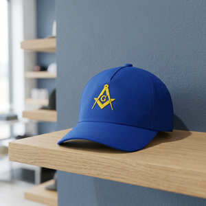 Casquette de baseball maçonnique bleue avec logo carré et boussole brodé en 3D, casquette structurée à fermeture snapback, respirante, unisexe, réglable pour adulte - Product Image 3