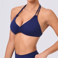 Kaos Olahraga Wanita Model Halter Eropa dan Amerika, Dapat Disesuaikan, Punggung Terbuka, Tipis, Cepat Kering, untuk Yoga dan Olahraga