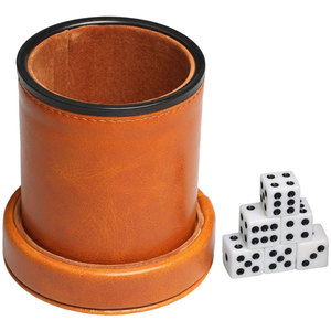 High Quality Round PU Leather Dice Cups Customized Logo Printed High Storage DND Display Case <b>Entertainment</b> Sale - Product Image 1