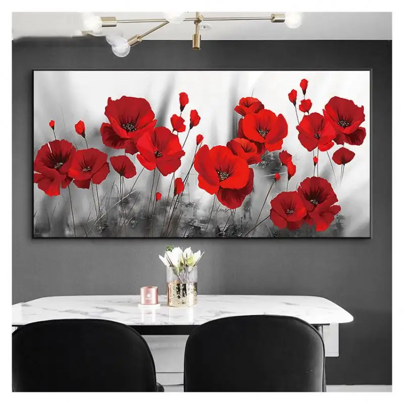 Red Poppies Flower Canvas Painting Posters and Prints Flowers Wall Art Picture for Living Room Modern Home Decor Wall Paintings