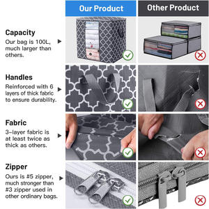 Bolsa de Almacenamiento de Ropa en Oferta, Contenedores de Almacenamiento Plegables y Prácticos de Tela para Ropa de Cama - Product Image 5