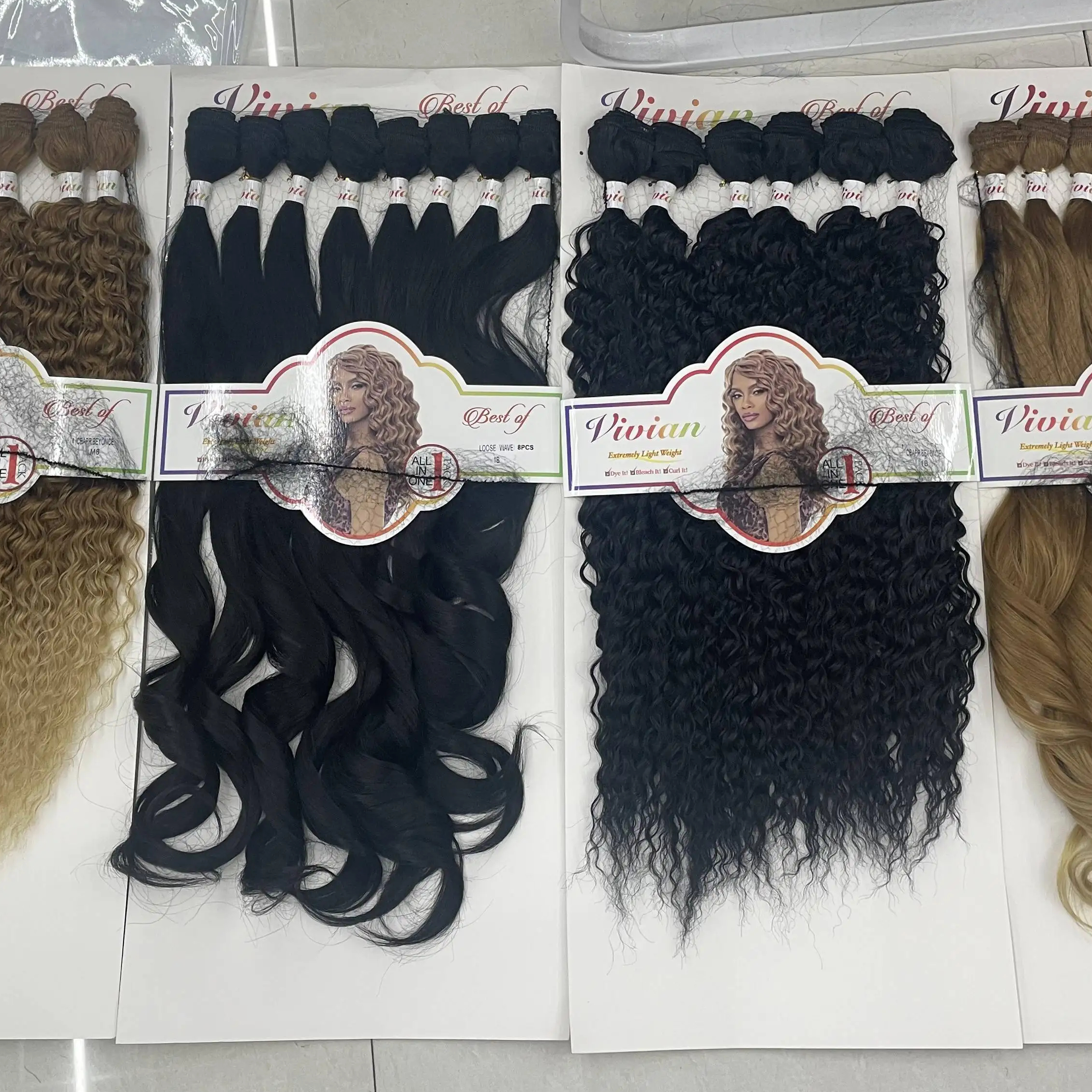 Fibra de alta temperatura para sentir como extensões de cabelo humano, cabelo brasileiro encaracolado e ondulado, tecido original em pacote de cabelo