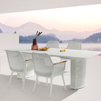 Morden White Backyard Aluminium geschnitzte Möbel Tisch Sessel Garten Outdoor Dining Patio Set