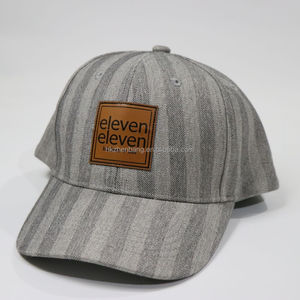 Gorra de Béisbol Deportiva con Letras y Parche de Cuero PU con Tela a Rayas y Logotipo Personalizado ZZB, Gorra Estructurada con Cierre a Presión para Deportes y Viajes, Unisex - Product Image 5