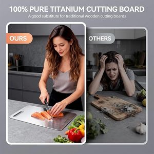 Ensemble de 3 planches <span class=keywords><strong>à</strong></span> <span class=keywords><strong>découper</strong></span> en titane pur, planche <span class=keywords><strong>à</strong></span> <span class=keywords><strong>découper</strong></span> de cuisine double face avec poignée, passe au lave-vaisselle, non toxique, durable - Product Image 3