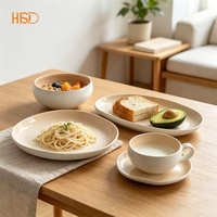 Service de table en céramique beige moderne bicolore, style nordique, assiettes, bols, tasses en porcelaine pour la maison, la cuisine, le restaurant