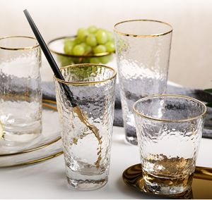 2023 USA Best Selling Rimmed Glassware Set Classic Party <b>Plastic</b> Wine <b>Glasses</b> with Vertical Line Golden Rim for Red Wine - Product Image 6