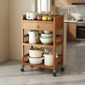 Three-Layer Adjustable Multifunction Modern Bamboo Floor <b>Standing</b> <b>Shelf</b> Storage Rack for Kitchen Supermarket Warehouse - Product Image 3