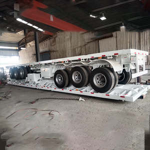Semi-<span class=keywords><strong>remorque</strong></span> à plateau en acier anti-déformation 3/4 essieux 50-80 tonnes avec plancher épaissi pour le transport de conteneurs lourds - Product Image 2