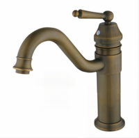 Robinet de salle de bain classique antique en cuivre, à poser sur comptoir, finition céramique huilée, mélangeur eau chaude et froide, vente en gros usine