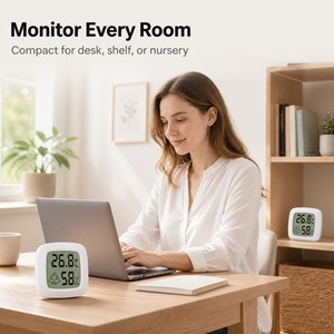 เครื่องวัดอุณหภูมิและความชื้นดิจิตอล LCD สำหรับใช้ในบ้าน <span class=keywords><strong>CHUHAI</strong></span> รุ่นมินิ ความแม่นยำ 0.2 องศาเซลเซียส ใช้พลังงานจากแบตเตอรี่ (วัสดุพลาสติก) - Product Image 5