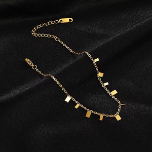 Fashionable and Simple Stainless Steel square Pendant Necklace for Women, Personalized Ankle Chain Wholesale - Product Image 6