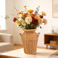 Nouveau panier-vase décoratif vintage à double poignée pour la maison, panier-vase style rotin, panier-vase tressé à la main
