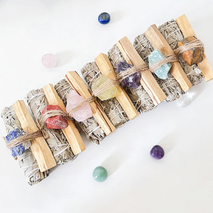 Giá bán buôn hương Californian chữa bệnh đá bó Sage Kit PALO santo Sage Smudge Stick <span class=keywords><strong>Set</strong></span> với đá thô - Product Image 1