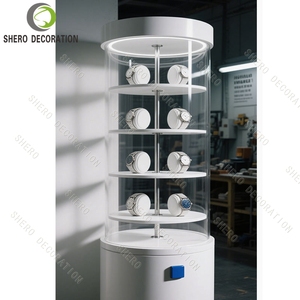 Vetrina rotante per articoli di gioielleria e negozio di fumo illuminazione a LED in alluminio espositore per showroom negozi e centri commerciali - Product Image 5