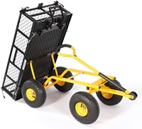 Chariot de jardin utilitaire en acier à 4 roues de qualité supérieure, chariot de jardin robuste à mailles