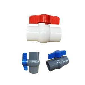 수출 아프리카 저렴한 가격 화이트 그레이 블루 바디 컬러 접착제 나사 PVC 소형 팔각형 볼 밸브 20mm ~ 110mm