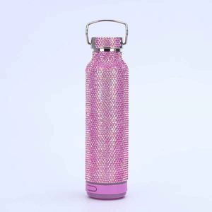 Glam Stainless Steel Leak-Proof Vacuum Bottle with Thermal Insulation Glitter Finish Bluetooth Silicone Sleeve for Travel - Product Image 3