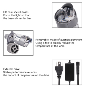 Phare de signalisation d'urgence LELANPU pour camion, <span class=keywords><strong>projecteur</strong></span> <span class=keywords><strong>stroboscopique</strong></span> ambre et blanc, 7 pouces, double lumière directe, phare LED H4 à double lentille pour voiture - Product Image 2