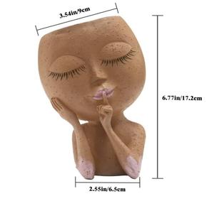 Pots à plantes en forme de visage, pot à fleurs unique pour plantes d'<span class=keywords><strong>intérieur</strong></span> et d'extérieur, pot en résine en forme de tête avec trou de drainage, joli pot à plantes en forme de visage de femme - Product Image 1