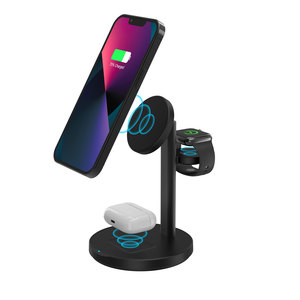 Station de charge sans fil pour <span class=keywords><strong>téléphone</strong></span> <span class=keywords><strong>portable</strong></span> réglable de bureau 10W 15W Chargeur sans fil magnétique 3 en 1 - Product Image 3