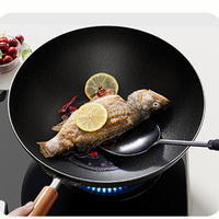 Wok professionnel haut de gamme en fonte de fer pur, effet écaille de tortue, pour cuisson sur plaques à induction, gaz, électrique et vitrocéramique – Outil de chef