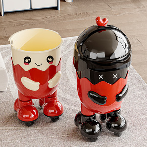 <span class=keywords><strong>Poubelle</strong></span> mignonne avec <span class=keywords><strong>couvercle</strong></span> à bascule amovible, <span class=keywords><strong>poubelle</strong></span> pour chambre d'enfant, <span class=keywords><strong>poubelle</strong></span> en plastique, <span class=keywords><strong>poubelle</strong></span> à papier avec roulettes - Product Image 5