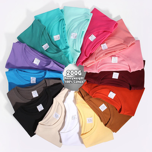 圆领200克重量级高级棉男式t恤-实心运动衫，短袖，定制印花和标志 - Product Image 3