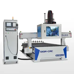 Mesin CNC Router ATC model baru, mesin pertukangan A6-1325-L8-S dengan gergaji kemudi untuk memotong kayu/mdf