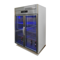 Réfrigérateur commercial de bonne qualité en acier inoxydable à double porte, congélateur de présentation de cuisine, refroidisseur vertical