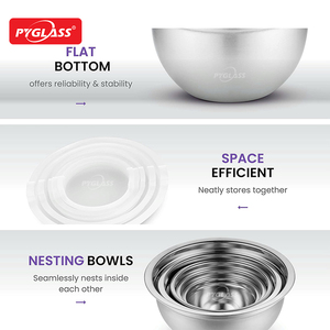 PYGLASS Alta Qualidade 304 Aço Inoxidável Tigela De Mistura Com Tampa Tigela De Massa Com Tampa - Product Image 3