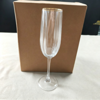 Verre à champagne vintage côtelé avec bord doré, verres à vin mousseux durables, compatibles lave-vaisselle, idéal pour les toast d'anniversaire