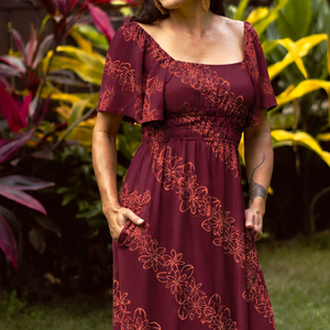 Robe hawaïenne à imprimé plage, col carré élégant, taille cintrée, sur mesure, en viscose de haute qualité, robe maxi. - Product Image 3
