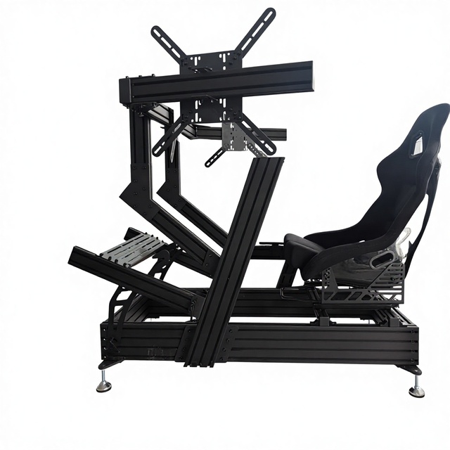 Professional Racing Simulator Kit with Adjustable Seat and Triple Monitor Mount, Ready to Assemble