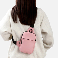 Tas Selempang Mini Sport Wanita Korea Warna Pink Oxford untuk Ponsel, Cocok untuk Aktivitas Luar Ruangan