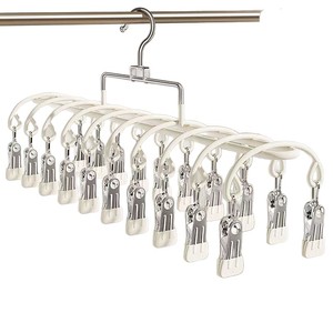 Clothing Organizer Hanger With 12 <b>Clips</b> For Socks Underwear Pants Space Saving Design <b>Hook</b> Type Drying Rack Rectangle Shape - Product Image 1