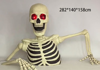 Squelette demi-corps de 9 pieds avec grande tête, ornements pour Halloween, accessoires pour salle secrète, décorations pour maison hantée, jardin extérieur et cour