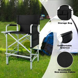 Truccatrice professionale pieghevole con telaio in alluminio da spiaggia, pesca usa la sedia alta da 45.6 ''portabicchieri da tavolo - Product Image 4