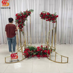 SMOOTH Unique Style S shape Golden Stainless Steel Metal Wedding Arch <b>Backdrop</b> Wholesale Price Creative New Style - Product Image 3