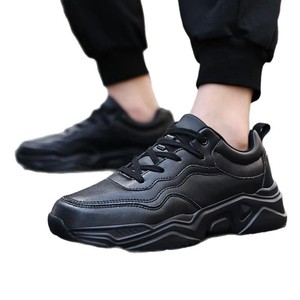 Zixi New Men's Casual Fashion Sports High-<b>Heeled</b> Leather Shoes, <b>Black</b>, Stylish and Durable Sports Shoes - Product Image 5