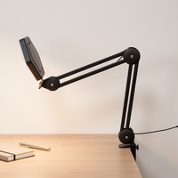 Lampe de bureau électrique simple avec loupe LED, USB, trois couleurs, moderne, flexible, bras articulé réglable, en aluminium, pliable, avec pince, lampes de table