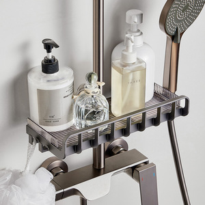 Étagère <span class=keywords><strong>de</strong></span> <span class=keywords><strong>Douche</strong></span> Murale Luxe Léger Sans Perçage en Plastique pour Articles <span class=keywords><strong>de</strong></span> Toilette et Gels – Rangement Pratique pour Nettoyants - Product Image 6