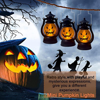 Mini lanterne citrouille d'Halloween à LED, veilleuse pour intérieur et extérieur, décoration de porte d'entrée, lanterne citrouille d'Halloween