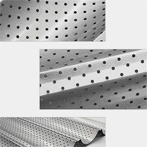 Plateau de cuisson en acier inoxydable pour boulangerie, moule à 4 pains, perforé, 60x80cm, 5 rangs, couleur or rose, fabrication française - Product Image 4
