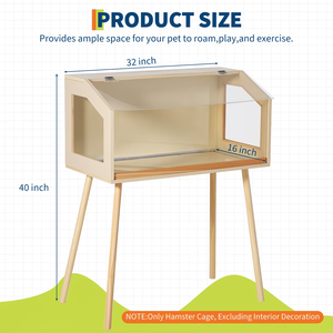 <span class=keywords><strong>Cage</strong></span> en bois naturel pour hamster, habitat intérieur pour petits animaux avec fenêtre en acrylique et dessus ouvrable. - Product Image 1