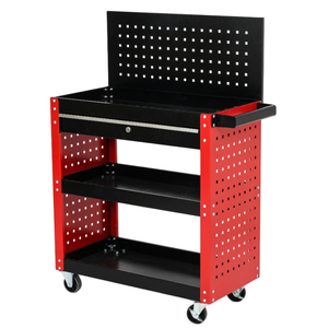 Chariot à outils mécanique à 3 étagères avec panneau perforé et tiroir, chariot de rangement d'atelier roulant en acier robuste, capacité OEM 300 kg - Product Image 2