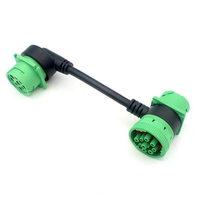 SAE J1939 Paso de 9 pines a OBD II Adaptador de 16 pines Negro/Verde Deutsch J1939 Paso de 9 pines macho y hembra a cable OBD2