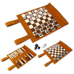 Jeu de backgammon enroulable sur mesure en cuir PU, avec jeu éducatif, idéal pour les voyages - Product Image 1