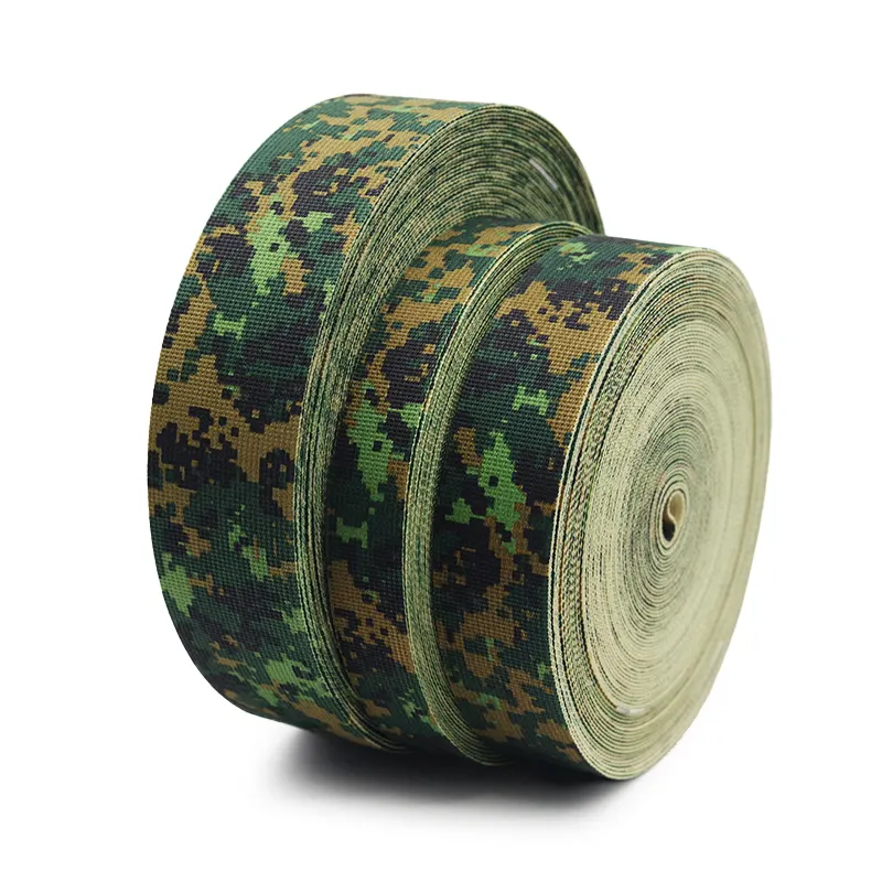Camouflage Webbing 25mm 32mm 38mm 50mm Custom Width Polyester Webbing Tape Strap