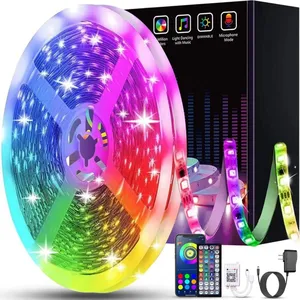 Lumière de musique USB à changement de couleur 5M 10M 20M SMD 5050 RGB étanche Bluetooth application intelligente 44 LED bande lumineuse intelligente